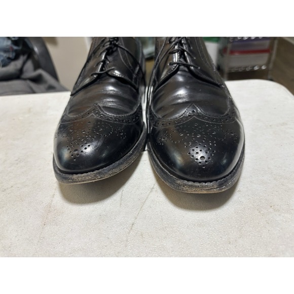 Men's Johnston and Murphy Limited 11 Wingtip Dress Shoes Optima Leather Blk - Picture 2 of 8